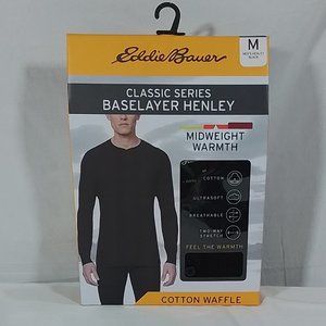 Men's Eddie Bauer Classic Series Baselayer Henley Black - Various Sizes- NIB